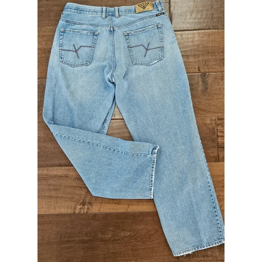 Y2K Distressed Skater 90s Relaxed Classic Jeans Light Wash Denim 34R